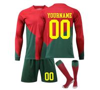 Maillot de Foot Enfant Personnalisé Ensemble de Maillots avec Votre Nom Numéro,Maillots Tenues de Sport GarçOns avec Manches Longues T-Shirt Short et Chaussettes pour Garçon Et Homme