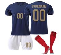 Maillot de Foot France Personnalisé avec Nom Nombre, Ensemble de Foot Entraînement T-Shirt Short et Chaussettes Set pour Garçon Et Homme