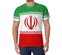 Maillot de Foot Homme Drapeau De La République Islamique D'Iran, T-Shirts à Manches Courtes Soutien De L'État Tee Shirt Ete Respirant, Mode Streetwear pour Entraînement Marathon Courir Gym