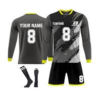 Maillot de Foot Personnalisable Manche Longue T-Shirt Shorts et Chaussettes | 3 pièces avec Le Logo de Numéro de Nom maillots de gardien de football homme Personnalisés Domicile/Extérieur Tenue