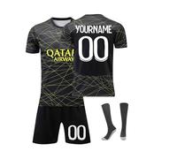 Maillot de Foot Personnalisé Enfant et Adultes avec Nom Numéro de L'équipe, 2025 Maillot de Joueur de Football Garçon,Personnalisé Ensemble Vêtements Football Tee Shirt Short avec Chaussette