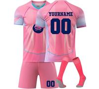 Maillot de Foot Personnalisé Enfant et Adultes avec Nom Numéro de L'équipe Ensemble Foot Enfant Vêtements Maillot Football Personnalisé de Tee Shirt, Short avec Chaussette
