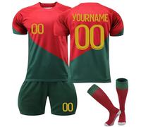 Maillot de Foot Portugal Personnalisé avec Nom Nombre pour Garçon Et Homme, Ensemble de Foot Entraînement T-Shirt Short et Chaussettes