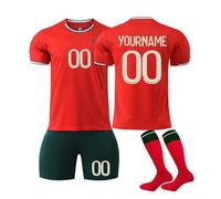 Maillot de Foot Portugal Personnalisé avec Nom Nombre pour Garçon Et Homme, Ensemble de Foot Entraînement T-Shirt Short et Chaussettes