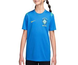 Maillot De Football À Manches Courtes en Maille Nike Dri-Fit Brazil Academy Pro pour Enfants Plus Âgés, Lt Photo Blue/Light Menta/Midwest Gold, IB5523-435, M
