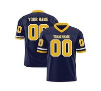 Maillot de Football Américain Personnalisable pour Hommes Femmes Jeunes Préscolaires T-Shirts avec Logo Nom et Numéro de l'équipe Manches Courtes à Séchage Rapide Marine