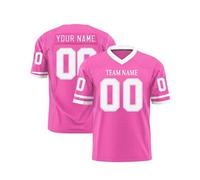 Maillot de Football Américain Personnalisable pour Hommes Femmes Jeunes Préscolaires T-Shirts avec Logo Nom et Numéro de l'équipe Manches Courtes à Séchage Rapide Rose