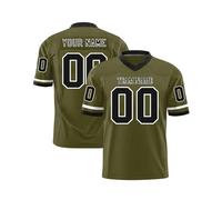 Maillot de Football Américain Personnalisable pour Hommes Femmes Jeunes Préscolaires T-Shirts avec Logo Nom et Numéro de l'équipe Manches Courtes à Séchage Rapide Armée Verte