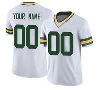Maillot de football américain personnalisé avec nom et numéro, style petit ami, avec broderie, col en V blanc de Green Bay, chemise à manches courtes personnalisée, pour fête, entraînement, compétitio