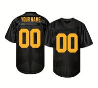 Maillot de football américain personnalisé avec nom et numéro, style petit-ami, brodé, col en V noir de Pittsburgh, chemise à manches courtes personnalisée, idéal pour fête, entraînement, compétition,