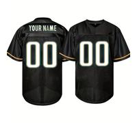 Maillot de football américain personnalisé avec nom et numéro, style petit ami, brodé, col en V noir Jacksonville, chemise à manches courtes personnalisée, pour fête, entraînement, compétition, sport.