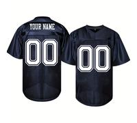 Maillot de football américain personnalisé avec nom et numéro, style petit ami, broderie, col en V bleu , chemise à manches courtes personnalisée, fête, entraînement, compétition, Top de sport. DIY S-