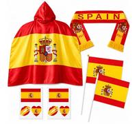 Maillot de football Espagne 2026 Ensemble d'animation avec cape, drapeau et écharpe, accessoires pour album mondial 2026, articles de fan pour stades ou fêtes