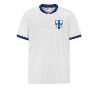 Maillot de Football Finlandais Blanc, Détails Bleus, Polyester Léger | Avec emblème national imprimé, idéal pour les matchs officiels, les tournois et tous les entraînements du w nd sportif