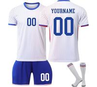 Maillot de Football France Enfant Maillot de Foot Personnalisé avec Noms et Numéros, Tenue Foot Enfant Comprend T-Shirt Short et Chaussettes Convient Garçons/Adultes