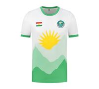 Maillot de Football Kurdistan - Drapeau Kurde - T-shirt des Montagnes Kurdes, Blanc, XL