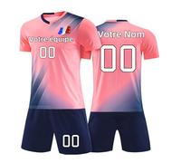 Maillot de Football Personnalisable Tee Shirt de Foot Personnalisé Enfant Homme Nom et Prénom Numéro L'équipe Le Logo Ensemble de Foot Maillot Equipe de France 2025 T Shirt Sport(#15)