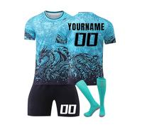 Maillot de Football Personnalisé Enfant avec Nom et Numéro, Comprenant T-Shirts Shorts et Chaussettes, Convient Garçons/Adultes Maillot de Foot Barcelone