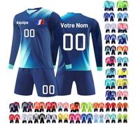 Maillot de Football personnalisé Enfant Homme nom et prénom numéro l'équipe Le Logo Ensemble de Foot modèles Automne Hiver à Manches Longues mbapperealmadridt Shirt Sport Homme