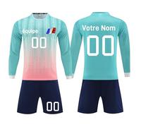 Maillot de Football personnalisé Enfant Homme nom et prénom numéro l'équipe Le Logo Ensemble de Foot modèles Automne Hiver à Manches Longues maillotdefootespagnetee Short personnalisé