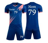 Maillot de Football Personnalisé pour Adultes et Enfants - T-Shirt Vêtements avec Nom, Numéro et Logo au Choix (Bleu Marine)