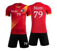 Maillot de Football Personnalisé pour Adultes et Enfants - T-Shirt Vêtements avec Nom, Numéro et Logo au Choix (Rouge)