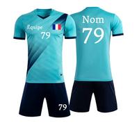 Maillot de Football Personnalisé pour Adultes et Enfants - T-Shirt Vêtements avec Nom, Numéro, Logo (Bleu Clair)