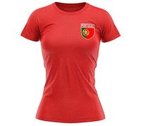 Maillot de football Portugal pour femme - T-shirt rétro avec badge du Portugal - Football Country European Supporters 2024 Tee Her - Tournoi portugais 2024 Footy Soccer Top, Rouge, XXL