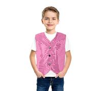 Maillot de football pour garçon à paillettes Jazz Hip Hop Street Dance Gilet Veste scène Performance Fête Taille Manteau Chemise Jaune, Rose, 5-6 ans