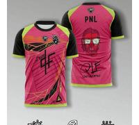 Maillot de football style PNL pour hommes - Chemise à manches courtes avec imprimé graphique rose & vert néon, top de fan de football mode de rue, match de sport 90 minutes L,M,S,XL,XS,XXL,XXSGéométri