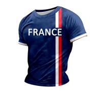 Maillot de France Homme Slim Fit T-shirt France Maillot Femme Football Em 2024 Imprimé Vêtements de Sport T-shirt d'été, bleu clair, M