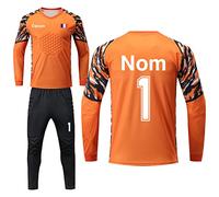 Maillot de Gardien de But Enfant Homme avec Le Logo de Numéro de Nom Football Maillot Rembourré et Pantalon Foot
