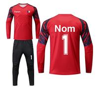Maillot de Gardien de But Enfant Homme avec Le Logo de Numéro de Nom Football Maillot Rembourré et Pantalon Foot