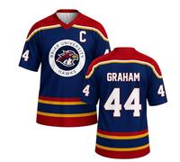 Maillot de Hockey Grahams 44 Col V Uniforme de Hockey sur Glace Casual Manches Courtes Comfort Training Clothing pour Les Fans de Sport (01-1-Blue, XL)