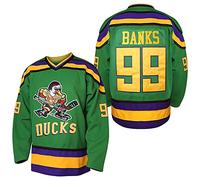 Maillot de hockey Mighty Ducks #96 Charlie Conway #99 Adam Banks #33 Greg Goldberg #66 Gordon Bombay, Jersey blanc et vert, Taille L