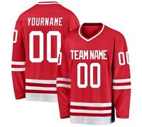 Maillot de Hockey Personnalisé Concevez Votre Maillot Hockey sur Glace Manches Longues Personnalisé avec Votre Nom/équipe/Numéro Personalised Training Clothing Rouge