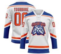 Maillot de Hockey Personnalisé Concevez Votre Shirt de Hockey Personnalisé avec Votre Nom/équipe/Numéro à Col en V Maillots de Joueur de Hockey sur Glace Hommes Manches Longues A08