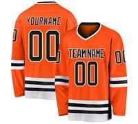 Maillot de hockey sur glace personnalisé pour homme et femme, numéro de nom personnalisé à manches longues pour les fans de hockey, Orange-1, L
