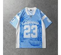 Maillot de hockey sur glace pour hommes, t-shirt à manches courtes, t-shirt de sport pour l'été L,M,S,XL,XS,XXLGéométrique,LettresPolyester