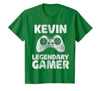 Maillot de Jeu légendaire personnalisé Kevin Name Video Gamer T-Shirt, Enfant, Vert Kelly, 10 Ans