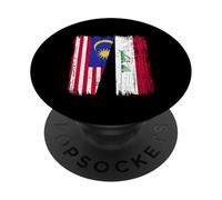 Maillot de la Malaisie Irak Demi Drapeau Malaisien Irak PopSockets PopGrip Adhésif