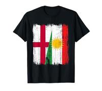 Maillot de l'héritage kurde Anglais avec Demi-Drapeau du Kurdistan d'Angleterre T-Shirt