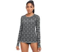Maillot de randonnée léger avec protection UV UPF 50+ pour femme, taille XS, Noël noir abstrait formes formes formes sur gris, Taille M
