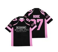 Maillot de Rugby imprimé Noir et Rose Kpop Lisa Jennie Jisoo Rose, Maillot de Football Hip Hop America pour Les Fans de Musique 03-2 M