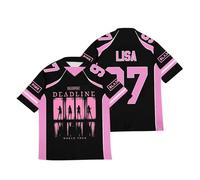 Maillot de Rugby imprimé Noir et Rose Kpop Lisa Jennie Jisoo Rose, Maillot de Football Hip Hop America pour Les Fans de Musique 04-8 S
