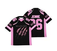 Maillot de Rugby imprimé Noir et Rose Kpop Lisa Jennie Jisoo Rose, Maillot de Football Hip Hop America pour Les Fans de Musique 01-7 M