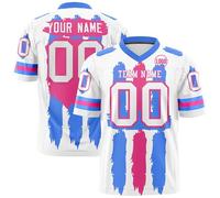 Maillot de Rugby Personnalisé avec Nom Numéro L'équipe pour Garçons Fans, Oversize Sport Football Américain Shirt col en V pour Homme Femme Jeune Cadeau