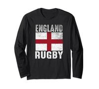 Maillot de Rugby pour Homme et Femme avec Drapeau de l'Angleterre Manche Longue