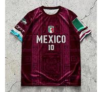 Maillot de soccer pour hommes du Mexique et Top de sport col rond confortable pour jeunes du Mexique, avec imprimés mayas et divins. Convient pour les matchs de la Gold Cup, l'entraînement de soccer, 