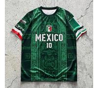 Maillot de soccer pour hommes du Mexique Top de sport col rond confortable pour jeunes avec imprimé graphique de la civilisation maya et de la divinité. Convient pour les matchs de la Gold Cup, l'entr